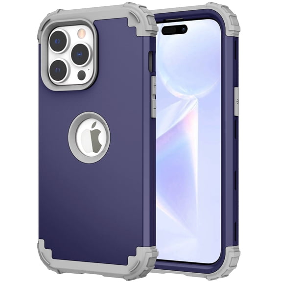 ELEHOLD Rugged Case for iPhone 15 Pro Hard PC Soft Silicone Hybrid Shockproof Scratch-Resistant Anti-Fingerprint Slim Thin Case for iPhone 15 Pro 6.1 Inch,Blue