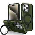 thumbnail image 1 of ELEHOLD Rugged Case for iPhone 15 Pro Heavy Duty Case with Foldable Ring Holder Kickstand Function Non-Slip Military Grade Drop Protection Shockproof Cover for iPhone 15 Pro,darkgreen, 1 of 8