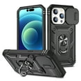 thumbnail image 1 of ELEHOLD Rugged Case for iPhone 15 Pro,Heavy Duty Hybrid Camera Lens Protector 360° Rotation Ring Holder Card Slot Kickstand Function Anti-Slip Shockproof Armor Case for iPhone 15 Pro,Black, 1 of 11
