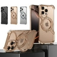 thumbnail image 1 of ELEHOLD Rugged Case For iPhone 15 Pro Max, Compass Design Ring Stand Heat Dissipation Protective Alloy Bezel Magnetic Mag Safe Case Cover for iPhone 15 Pro Max,Gold, 1 of 9
