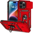 thumbnail image 1 of ELEHOLD Rugged Case for iPhone 15 Pro Max Heavy Duty Case with Slide Camera Lens Cover 360° Rotation Ring Holder Kickstand Magnetic Shockproof Protective Case for iPhone 15 Pro Max,Red, 1 of 8