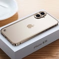 thumbnail image 1 of ELEHOLD Rugged Case For iPhone 16 Plus Transparent Hard PC Panel + Metal Frame Heavy Duty Shockproof Cover,  Lens All-inclusive, Slim&Lightweight - Gold, 1 of 10