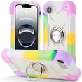 thumbnail image 1 of ELEHOLD Rugged Case for iPhone 16e 2025, with 360° Rotation Ring Stand, Military Grade Drop Shockproof Protection Full Body Heavy Duty Case for iPhone 16e 2025,Colorful Beige, 1 of 5