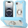 thumbnail image 1 of ELEHOLD Rugged Case for iPhone 16e 2025, with 360° Rotation Ring Stand, Military Grade Drop Shockproof Protection Full Body Heavy Duty Case for iPhone 16e 2025,Lightblue, 1 of 5