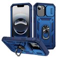 thumbnail image 1 of ELEHOLD Rugged Case for iPhone 16e 2025,Heavy Duty Hybrid Camera Lens Protector 360° Rotation Ring Holder Card Slot Kickstand Function Anti-Slip Shockproof Case,Blue, 1 of 9