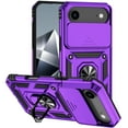 thumbnail image 1 of ELEHOLD Rugged Case for iPhone 17 Air Heavy Duty Case with Slide Camera Lens Cover 360° Rotation Ring Holder Kickstand Magnetic Shockproof Protective Case for iPhone 17 Air,Purple, 1 of 10