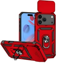ELEHOLD Rugged Case for iPhone 17 Pro Heavy Duty Case with Slide Camera Lens Cover 360° Rotation Ring Holder Kickstand Magnetic Shockproof Protective Case for iPhone 17 Pro,Red