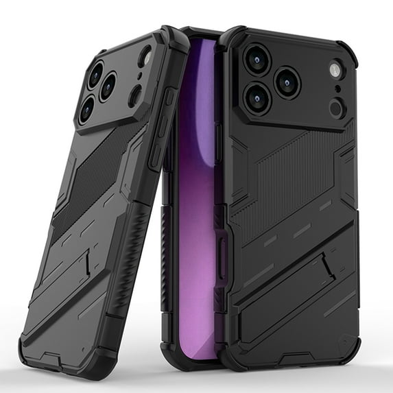 ELEHOLD Rugged Case for iPhone 17 Pro Max 2025 with Built-in Hidden Kickstand Anti-Scratch Hybrid Slim Thin Shockproof Case for iPhone 17 Pro Max ,Black