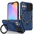 thumbnail image 1 of ELEHOLD Rugged Case for iPhone 17 with Sliding Camera Lens Cover Rotation Ring Holder Stand Function Compatible with Mag Safe Shockproof Cover for iPhone 17 - Royalblue, 1 of 10