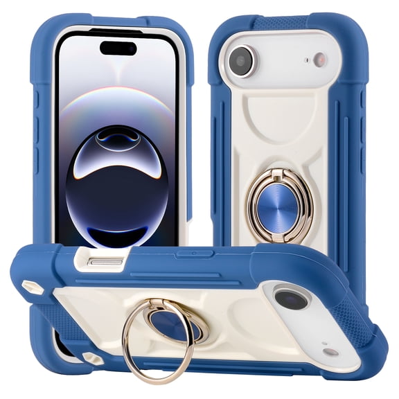 ELEHOLD Rugged Case for iPhone Air 2025, with 360° Rotation Ring Stand,  Heavy Duty Triple-Layer Shockproof Protection Full Body Case for iPhone Air ,Blue
