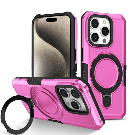 ELEHOLD Rugged Case for iPhone XS Max Heavy Duty Case with Foldable Ring Holder Kickstand Function Non-Slip Military Grade Drop Protection Shockproof Cover for iPhone XS Max,pink