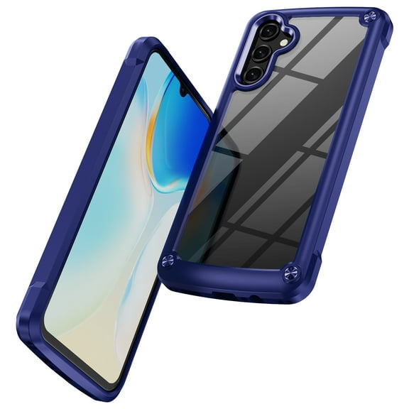 ELEHOLD Rugged Clear Case for Samsung Galaxy A14 5G 2023 Hybrid Hard PC Crystal Clear Back+Soft TPU Shockproof Design Slim Lightweight Support Wireless Charging - Blue