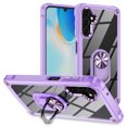 thumbnail image 1 of ELEHOLD Rugged Clear Case for Samsung Galaxy A14 5G Hybrid Hard PC Crystal Clear Back+Soft TPU Shockproof Design Slim Lightweight Case with Metal Ring Holder Kickstand for Samsung A14 5G,Purple, 1 of 7