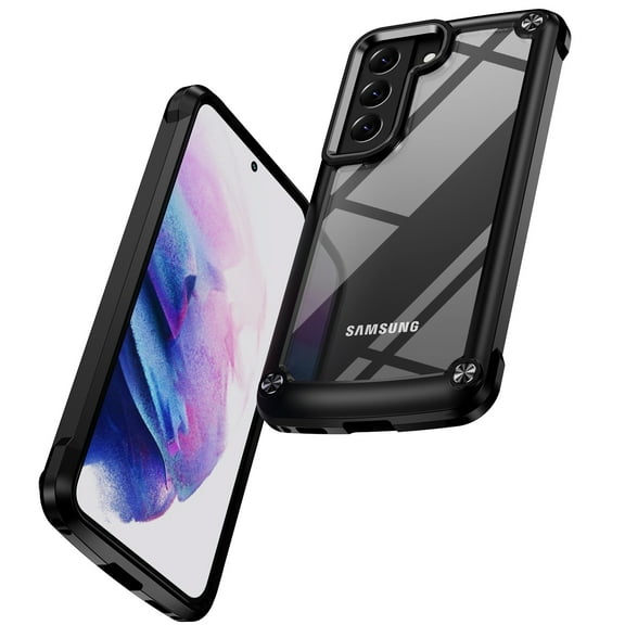 ELEHOLD Rugged Clear Case for Samsung Galaxy S23 Plus/S23+ 6.6" Hybrid Hard PC Crystal Clear Back+Soft TPU Shockproof Design Slim Lightweight Support Wireless Charging - Black