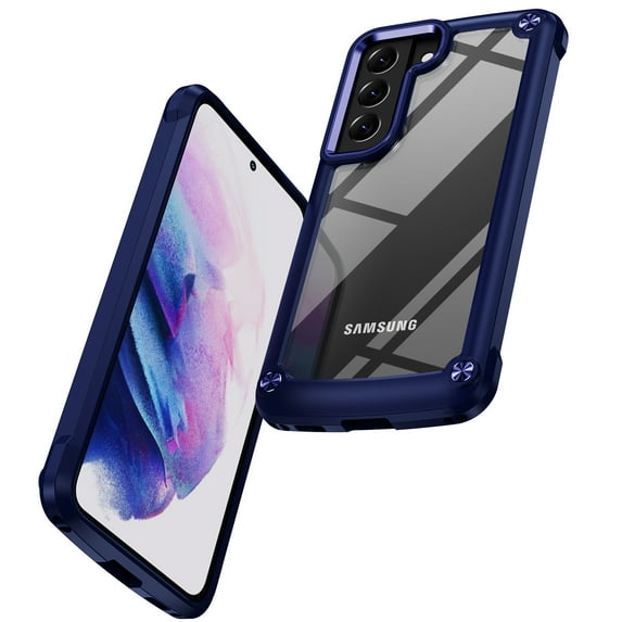 ELEHOLD Rugged Clear Case for Samsung Galaxy S23 Plus/S23+ 6.6" Hybrid Hard PC Crystal Clear Back+Soft TPU Shockproof Design Slim Lightweight Support Wireless Charging - Blue
