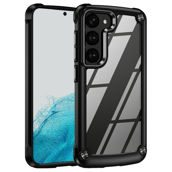 ELEHOLD Rugged Clear Case for Samsung Galaxy S24 Plus Hybrid Hard PC Crystal Clear Back+Soft TPU Shockproof Design Slim Lightweight Support Wireless Charging Galaxy S24 Plus Case - Black
