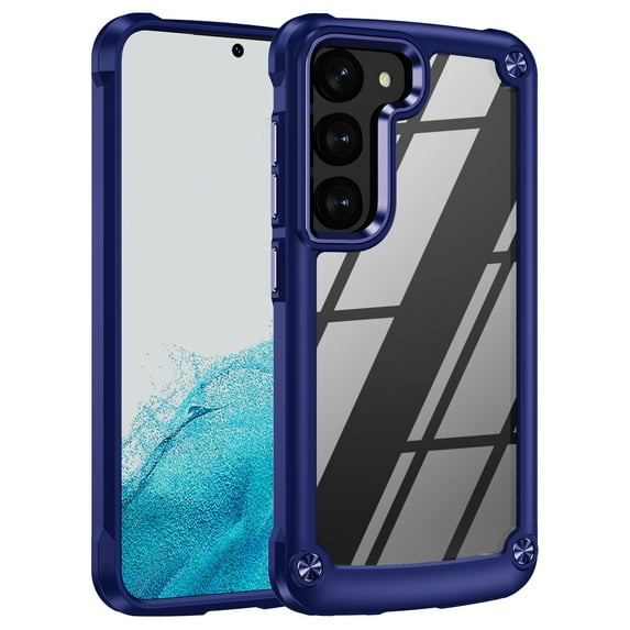 ELEHOLD Rugged Clear Case for Samsung Galaxy S24 Ultra Hybrid Hard PC Crystal Clear Back+Soft TPU Shockproof Design Slim Lightweight Support Wireless Charging Galaxy S24 Ultra Case - Blue