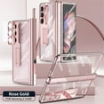 thumbnail image 1 of ELEHOLD Rugged Clear Case for Samsung Galaxy Z Fold 5 with Magnetic Hinge Protection Built-in Screen Protector, with Stylus Hidden Kickstand Lens Protection Plating Shockproof Luxury Case,Rosegold, 1 of 7