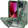 thumbnail image 1 of ELEHOLD Rugged Clear Case for iPhone 13 Pro Max 6.7" Hybrid Hard PC Crystal Clear Back+Soft TPU Shockproof Design Slim Case with Metal Ring Holder Kickstand for iPhone 13 Pro Max,Armygreen, 1 of 7