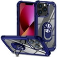 thumbnail image 1 of ELEHOLD Rugged Clear Case for iPhone 13 Pro Max 6.7" Hybrid Hard PC Crystal Clear Back+Soft TPU Shockproof Design Slim Case with Metal Ring Holder Kickstand for iPhone 13 Pro Max,Blue, 1 of 7