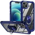 thumbnail image 1 of ELEHOLD Rugged Clear Case for iPhone 14 Plus 6.7" Hybrid Hard PC Crystal Clear Back+Soft TPU Shockproof Design Slim Lightweight Case with Metal Ring Holder Kickstand for iPhone 14 Plus,Blue, 1 of 7