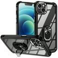 thumbnail image 1 of ELEHOLD Rugged Clear Case for iPhone 14 Plus 6.7" Hybrid Hard PC Crystal Clear Back+Soft TPU Shockproof Design Slim Lightweight Case with Metal Ring Holder Kickstand for iPhone 14 Plus,Black, 1 of 7