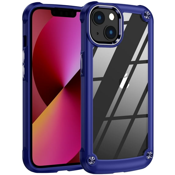 ELEHOLD Rugged Clear Case for iPhone 15 Plus Hybrid Hard PC Crystal Clear Back+Soft TPU Shockproof Design Slim Lightweight iPhone 15 Plus Case Support Wireless Charging - Blue