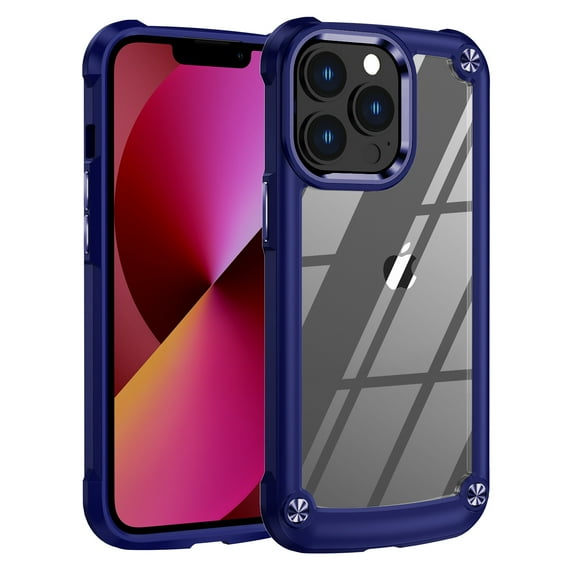 ELEHOLD Rugged Clear Case for iPhone 15 Pro Hybrid Hard PC Crystal Clear Back+Soft TPU Shockproof Design Slim Lightweight iPhone 15 Pro Case Support Wireless Charging - Blue