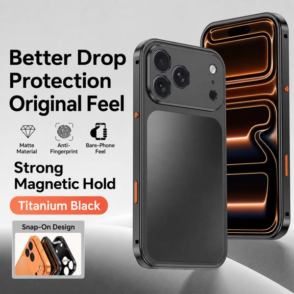 ELEHOLD Rugged Cover For iPhone 17 Pro Max Aluminum Alloy Metal Bumper Magnetic Phone Case Safety Lock, Black