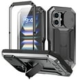 thumbnail image 1 of ELEHOLD Rugged Full Body Case for iPhone 16 Pro with Slide Lens Protector Built-in Screen Protector Foldable Kickstand Military Grade Shockproof Heavy Duty Case for iPhone 16 Pro,Black, 1 of 7