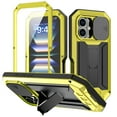 thumbnail image 1 of ELEHOLD Rugged Full Body Case for iPhone 16 Pro with Slide Lens Protector Built-in Screen Protector Foldable Kickstand Military Grade Shockproof Heavy Duty Case for iPhone 16 Pro,Yellow, 1 of 7