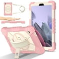 thumbnail image 1 of ELEHOLD Rugged Hybrid Case For Samsung Galaxy Tab S8, with Built-in Kickstand 360° Rotating Handstrap Crossbody Shoulder Strap Shockproof Heavy Duty Case, Rose Gold+Beige, 1 of 9