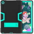 thumbnail image 1 of ELEHOLD Rugged Hybrid Case for Lenovo Tab M10 Plus 3rd Gen (10.6 Inch 2022), Tri-Layers Hard PC Soft Silicone Hidden Kickstand Anti-Scratch Shockproof Heavy Duty Case for Kids Men Women,Black+Mint, 1 of 9