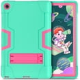 thumbnail image 1 of ELEHOLD Rugged Hybrid Case for Lenovo Tab M10 Plus 3rd Gen (10.6 Inch 2022), Tri-Layers Hard PC Soft Silicone Hidden Kickstand Anti-Scratch Shockproof Heavy Duty Case for Kids Men Women, Mint+Rose, 1 of 9