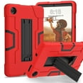 thumbnail image 1 of ELEHOLD Rugged Hybrid Case for Lenovo Tab M8 (4th Gen 2023), Tri-Layers Hard PC Soft Silicone Hidden Kickstand Anti-Scratch Shockproof Heavy Duty Case for Kids Men Women,Red+Black, 1 of 10