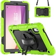 thumbnail image 1 of ELEHOLD Rugged Hybrid Case for Lenovo Tab M9 (2023) 9.0" Three-Layer Protection with Built-in Screen Protector 360° Rotating Kickstand Handstrap Adjustable Shoulder Strap Shockproof Case,Green + Black, 1 of 8