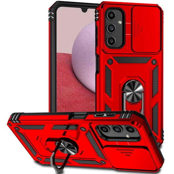 ELEHOLD Rugged Hybrid Case for Samsung Galaxy S24 Heavy Duty Case with Camera Lens Protector 360° Ring Holder Kickstand Magentic Shockproof Protective Case for Galaxy S24,Red
