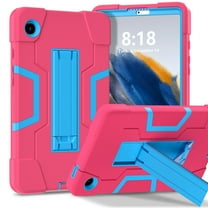 ELEHOLD Rugged Hybrid Case For Samsung Galaxy Tab A11 2025,8.7-inch,X133/X135, Tri-Layers Hard PC Soft Silicone Hidden Kickstand Shockproof Heavy Duty Case for Kids Men Women,Rose Blue