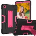 thumbnail image 1 of ELEHOLD Rugged Hybrid Case for Samsung Galaxy Tab A7 Lite 8.7 (2021), Tri-Layers Hard PC Soft Silicone Hidden Kickstand Anti-Scratch Shockproof Heavy Duty Case for Kids Men Women,Black+Rose, 1 of 6