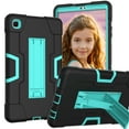 thumbnail image 1 of ELEHOLD Rugged Hybrid Case for Samsung Galaxy Tab A7 Lite 8.7 (2021), Tri-Layers Hard PC Soft Silicone Hidden Kickstand Anti-Scratch Shockproof Heavy Duty Case for Kids Men Women,Black+Mint, 1 of 6