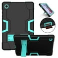 thumbnail image 1 of ELEHOLD Rugged Hybrid Case for Samsung Galaxy Tab A8 10.5" 2022 SM-X200/X205, Tri-Layers Hard PC Soft Silicone Hidden Kickstand Anti-Scratch Shockproof Heavy Duty Case for Kids Men Women,Black+Mint, 1 of 7