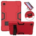 thumbnail image 1 of ELEHOLD Rugged Hybrid Case for Samsung Galaxy Tab A8 10.5" 2022 SM-X200/X205, Tri-Layers Hard PC Soft Silicone Hidden Kickstand Anti-Scratch Shockproof Heavy Duty Case for Kids Men Women,Red+Black, 1 of 7