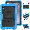 thumbnail image 1 of ELEHOLD Rugged Hybrid Case for Samsung Galaxy Tab A9 Plus 11.0" (2023) Three-Layer Protection with Built-in Screen Protector 360° Rotating Kickstand Handstrap Shoulder Strap Shockproof Case,Lightblue, 1 of 8