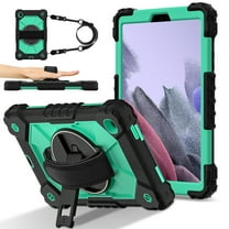ELEHOLD Rugged Hybrid Case For Samsung Galaxy Tab S8, with Built-in Kickstand 360° Rotating Handstrap Crossbody Shoulder Strap Shockproof Heavy Duty Case, Black Mint