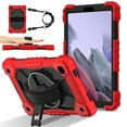 thumbnail image 1 of ELEHOLD Rugged Hybrid Case For Samsung Galaxy Tab S8, with Built-in Kickstand 360° Rotating Handstrap Crossbody Shoulder Strap Shockproof Heavy Duty Case, Red+Black, 1 of 9