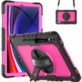 thumbnail image 1 of ELEHOLD Rugged Hybrid Case for Samsung Galaxy Tab S9 Plus 12.4" 2023 Three-Layer Protection with Built-in Screen Protector 360° Rotating Kickstand Handstrap Shoulder Strap Shockproof Case,Black + Rose, 1 of 10