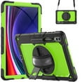 thumbnail image 1 of ELEHOLD Rugged Hybrid Case for Samsung Galaxy Tab S9 Ultra 14.6" 2023 Three-Layer Protection with Built-in Screen Protector 360° Rotating Kickstand Handstrap Shoulder Strap Shockproof Case,Black+Green, 1 of 10