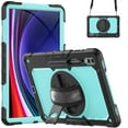 thumbnail image 1 of ELEHOLD Rugged Hybrid Case for Samsung Galaxy Tab S9 Ultra 14.6" 2023 Three-Layer Protection with Built-in Screen Protector 360° Rotating Kickstand Handstrap Shoulder Strap Shockproof Case,Black +Mint, 1 of 10