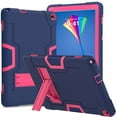 thumbnail image 1 of ELEHOLD Rugged Hybrid Case for Walmart ONN 10.1 Inch Tablet Gen 3 2022(Model:100071485), Tri-Layers Hard PC Soft Silicone Hidden Kickstand Anti-Scratch Shockproof Heavy Duty Kids Case,Navy + Rose, 1 of 7