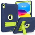 thumbnail image 1 of ELEHOLD Rugged Hybrid Case for iPad 10th Gen 10.9" (2022) Three-Layer Full Protection Hidden Kickstand Pencil Holder Shockproof Durable Case for iPad 10th Gen,Navy+Green, 1 of 8